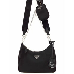 Prada ReEdition 2005 ReNylon Chain Bag Black